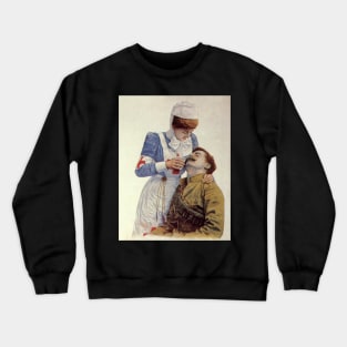 Vintage Science and Medicine, Nurse with a Soldier Crewneck Sweatshirt